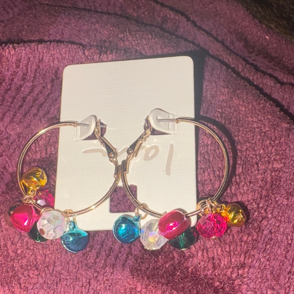 Colorful Beaded Hoop Earrings